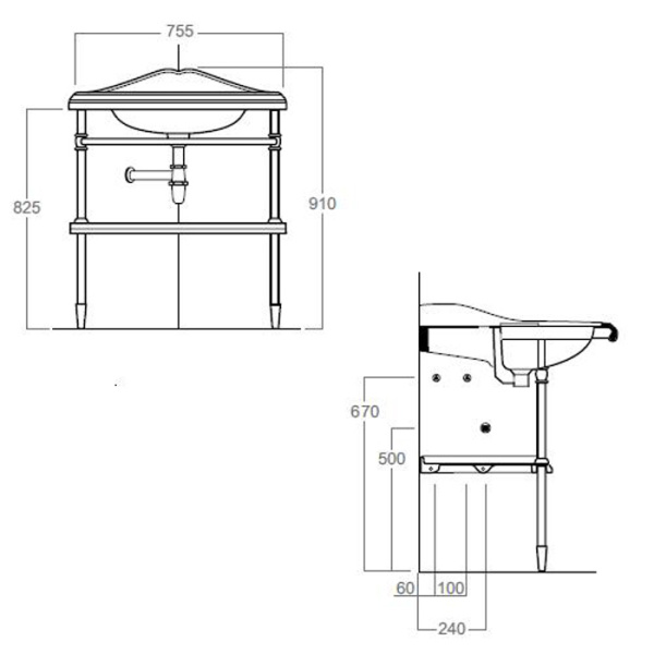 SIMAS Arcade Угловая структура для раковины AR884 и полки AR894, цвет хром (СНЯТА с производства) 