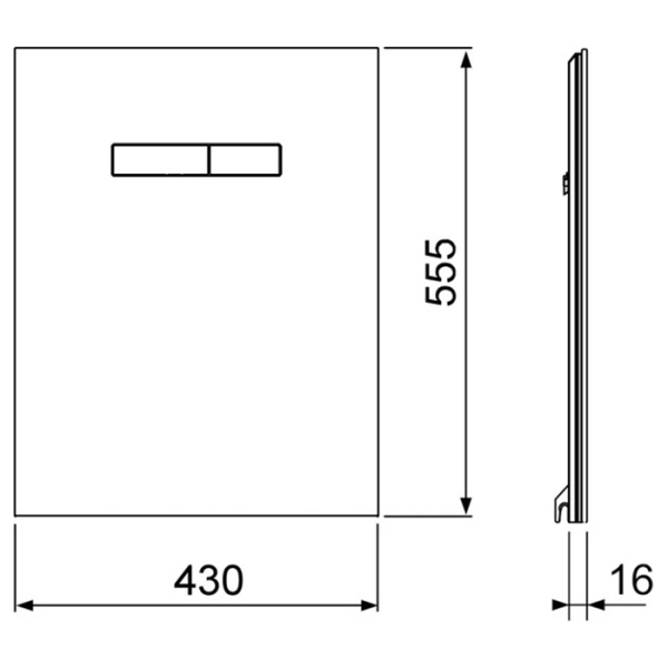 TECElux Верхняя панель 430×555×16 мм, с механическим блоком управления, стекло: белое, кнопки смыва: белые 