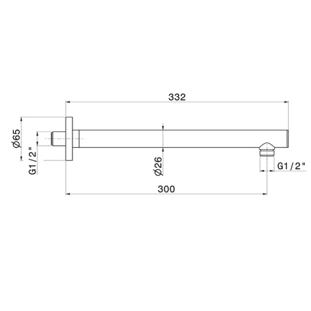 Newform Head Showers Душевой кронштейн настенного монтажа закругленный, из латуни длиной 300 мм, цвет: хром 