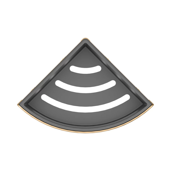 Keuco ELEGANCE Угловая полочка для душа, съемная вставка (небьющаяся и нечувств. к УФ), скрытый крепеж в к-те цвет: brushed brass/anthracite 