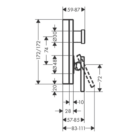 AX Edge Встраиваемый смеситель для ванны, с защитой по станд. EN1717 (внешняя часть),  алмазн. огранка, цвет: полир. черный 