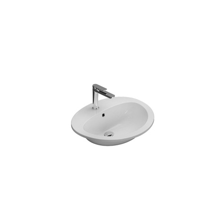 GLOBO Lavabi d'arr Раковина встраиваемая на столешницу MINORI 56х48.5х20см, c 1 отв-м под смеситель, с переливом, цвет белый (Снято с пр-ва) 