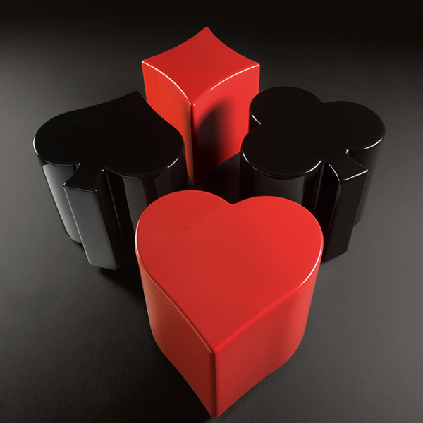 Kerasan Artwork Столик декоративный на стальной основе "CUORI", 50х50х41 см, цвет красный глянцевый 