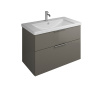 BURGBAD Eqio База подвесная с керамическим умывальником 930х490х645 мм. 2 ящика с ручкой желоб., c 1 отв под смес.   цвет серый глянц F2010
