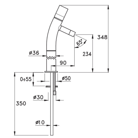 Stella Bamboo Смеситель для накладной раковины на 1 отверстие 3222HP170, цвет: хром 