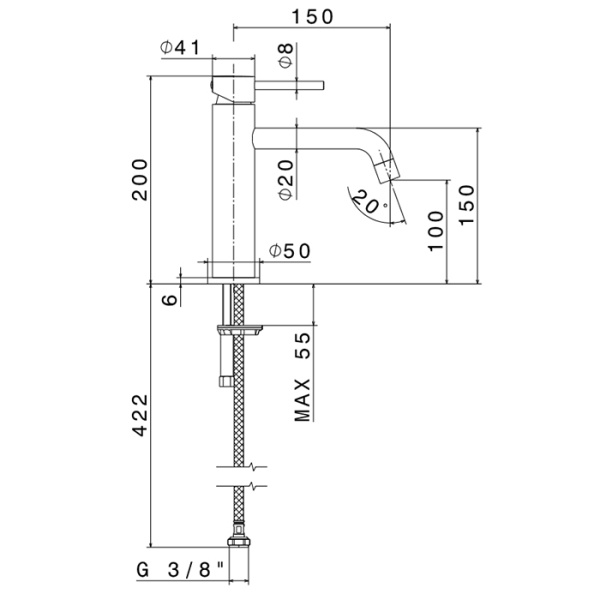 Newform XT Смеситель для раковины на 1 отверстие без донного клапана, излив 150мм, цвет: Copper satin 