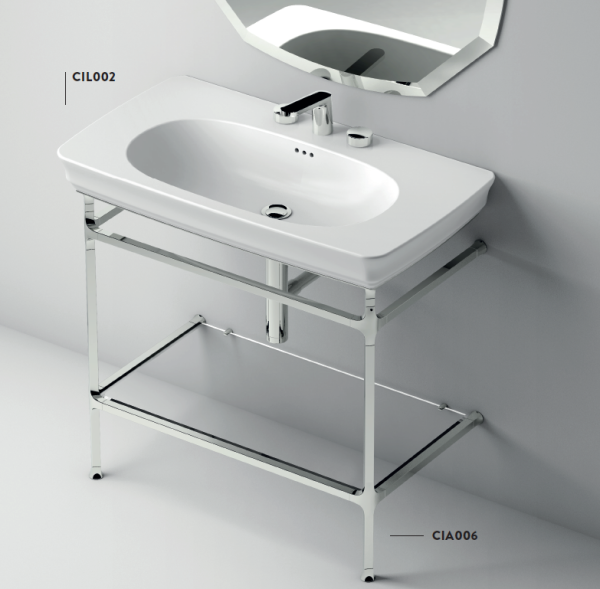 Artceram CIVITAS Структура металлическая Quadra для раковины 90см, полка стекло, цвет хром 