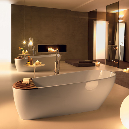 KERASAN Aquatech Ванна из минерального материала  170х70см, цвет белый (без декоративной накладки из натур. дерева) 