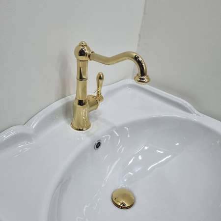 Gattoni Orta NEW Смеситель для раковины с высоким изливом, с донным клапаном, цвет золото 24кт 