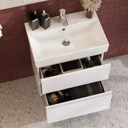 Roca OLETA Тумба подвесная 564х374х548 мм. для раковины 600 мм, с 2 ящиками, белый матовый 