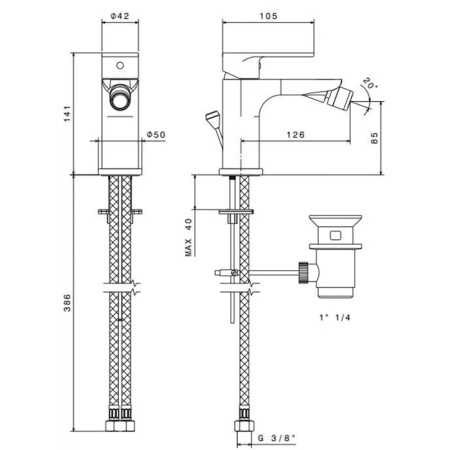 Kerama Marazzi Смеситель для биде PIANO однорычажный с донным клапаном, цвет хром 