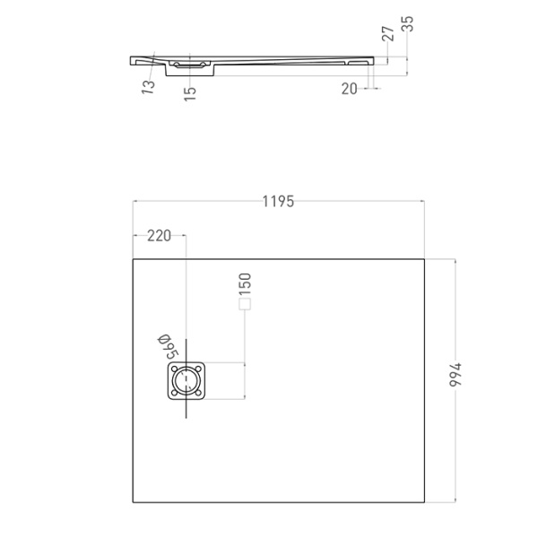 Salini OASI Поддон душа 1200х1000х30 мм., с сифоном, S-Stone матовый, цвет белый 