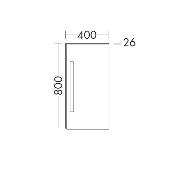 Burgbad Yumo Зеркало с подсветкой 400х800х38 мм , сенсорный выкл.,корпус алюмин оптика, левое 