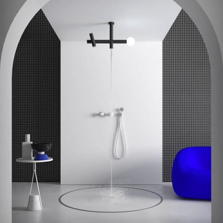 ANTONIO LUPI APOLLO Верхний душ Ø45 мм., с LED подсветкой, потолочный монтаж, с 2 изливами, цвет черный матовый 