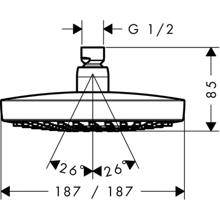 HG Croma Select E 180 Верхний душ, 2jet (Rain, IntenseRain), шарнирное соединение, G1/2, цвет: хром 