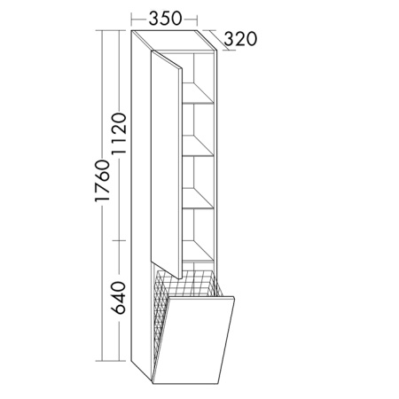 Burgbad Iveo Пенал 1760х320х350 мм.1 дверь,петли права, 1 ящик для белья, 3 полки стекл, 1 полка несъемная,цвет F2833 белый высокогл.ручка G0161 