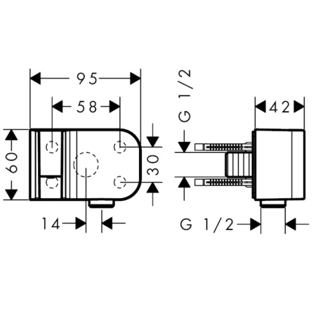 AX One Шланговое подсоединение с держателем ручного душа  цвет: хром 