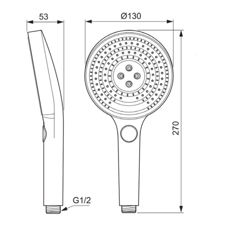 Ideal Standard Solos Ручной душ 130мм, 3 режима (Rain, Silkrain, Active)  хром 