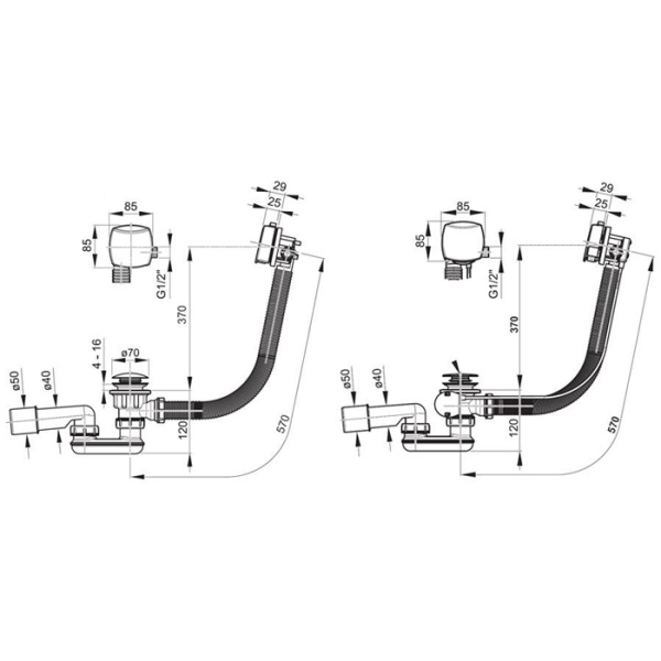 RAVAK Слив-перелив для ванн удлиненный, 800 мм, хром 
