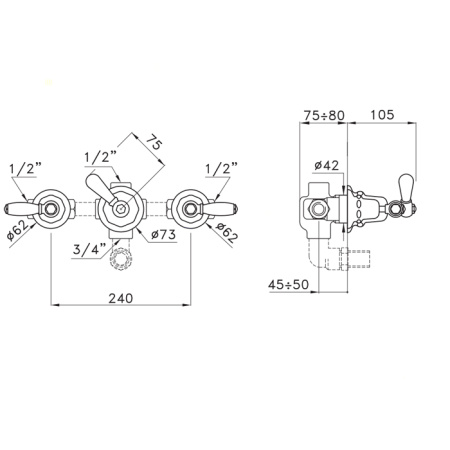 Stella Italica Leve Встраиваемый смеситель для ванны/душа 3254 с переключателем, цвет: хром 