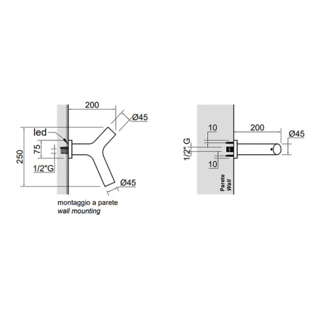 ANTONIO LUPI APOLLO Верхний душ Ø45 мм., настенный монтаж, цвет белый матовый 