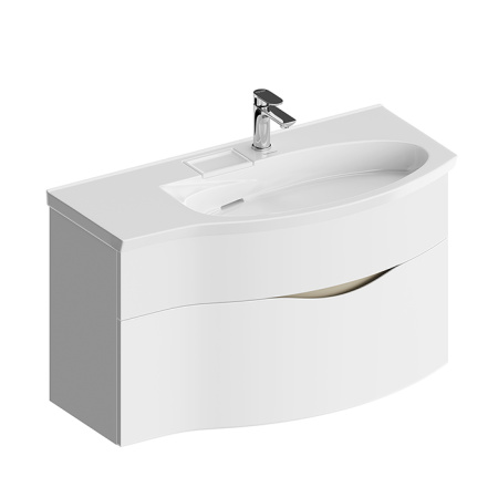 Kerama Marazzi Раковина RIVA мебельная правая с крепежом 100,7*48*15см, с 1 отв. под смеситель, с переливом, цвет белый глянцевый 