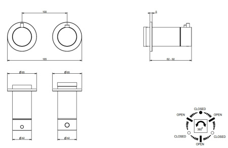 GESSI ANELLO Внешние части для термостатического смесителя на 3 позиции, цвет Black Metal Brushed PVD 