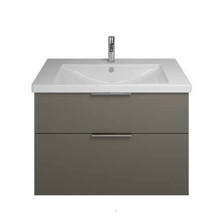 BURGBAD Eqio База подвесная с керамическим умывальником 930х490х645 мм. 2 ящика с ручкой желоб., c 1 отв под смес.   цвет серый глянц F2010 