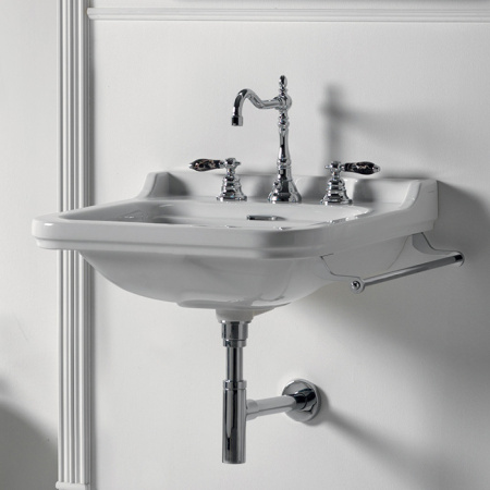 Kerasan Waldorf Раковина керамическая 80х55см, c 1 отверстием под смеситель, белая, цвет заглушки - хром 