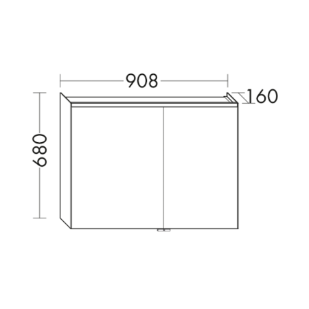 BURGBAD Iveo  Зеркальный шкаф с подсветкой , 908х680х160 мм,свет. 1 выкл. и розетка, стекл полки, 2 зеркальн двери с обеих сторон, зеркальный корпус 