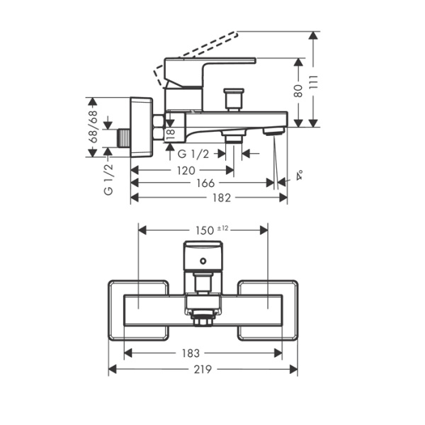 HG Vernis Shape Встраиваемый смеситель для ванны с переключателем (внешняя часть), цвет: хром (Спеццена из наличия) 