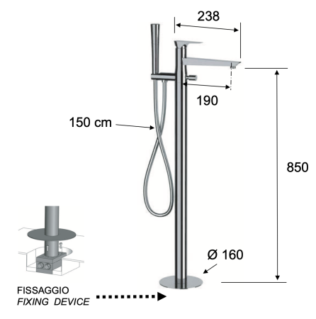 Смеситель для ванны Daniel Diva DV678DP, золото брашированное 