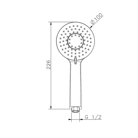 Лейка душевая ручная D100 мм, три типа струи, цвет темная матовая латунь 