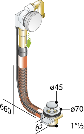Слив-перелив с наполнением для ванны OMP Tea 595.180.6 