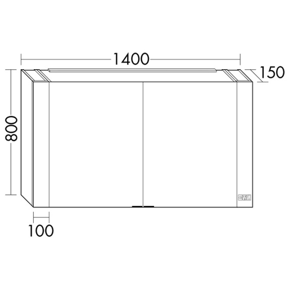BURGBAD RL40 Зеркальный шкаф 1400х150х800 мм., 2 зеркальные двери с обоих сторон, подсветка, 4 стеклянные полки, Smart-Home-System, 2 розетки 