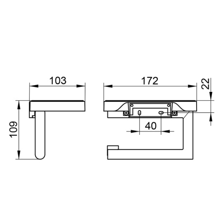 Keuco REVA Держатель т/б с полочкой, поворотный, открытый рулон до 120 мм, скрытый крепеж в к-те для привинч/ или приклеивания цвет: черный матовый 