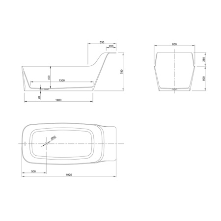 KNIEF Pride Ванна отдельностоящая 192*85*78/50см 39х51,5 см со сливом, цвет белый матовый 