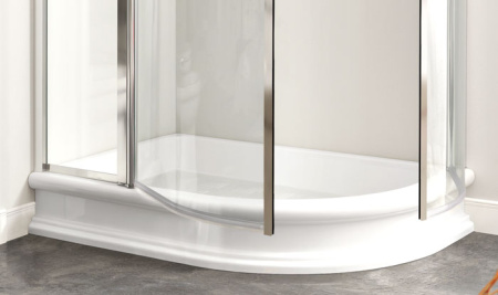 KERASAN Retro Поддон керамический полукруглый ассиметр. 80х120см DX, диаметр слива 90, цвет белый 