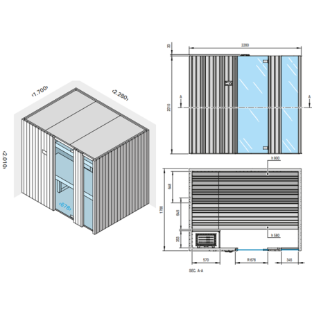 Effegibi Auki 60 Био-Сауна 228x170xh201см, отделка: ель 