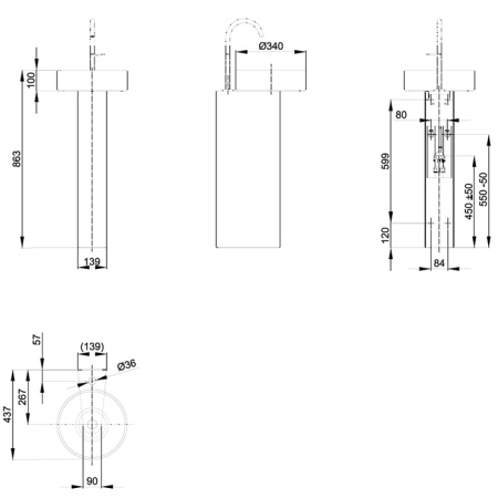 BETTE SunoPedestal Раковина пристенная 34*43,7*84см c 1 отв. под смеситель с сифоном, шумоизоляцией, крепежом, цвет Salvia 