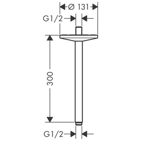 AX One Потолочное подсоединение 300 мм для верх.душа 1j, хром 