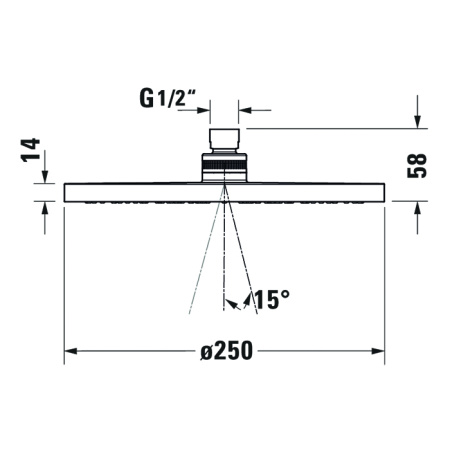 Duravit Верхний душ 250, Материал: пластик, соединительная резьба 1/2“, Монтаж: потолок или стена, черный матовый 