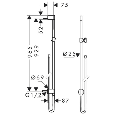 AX One Душевая штанга со шлангом, матовый черный 