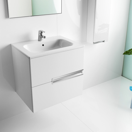 Roca VICTORIA NORD ICE EDITION Тумба подвесная 586x450x550 мм. для раковины 600 мм, c 2 ящиками, белый глянец (ZRU9302730) 