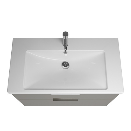 BURGBAD Eqio База подвесная с керамическим умывальником 930х490х645 мм. 2 ящика с ручкой желоб., c 1 отв под смес.   цвет серый глянц F2010 