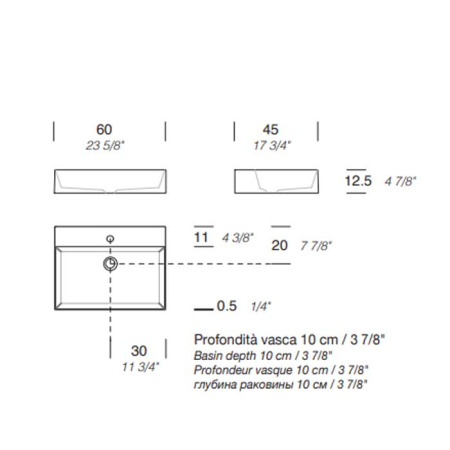 MILLDUE  Раковина  KID 60 накладная из керамики ,60х45х12,5 см, без отв для смесителя, цвет белый глянцевый 
