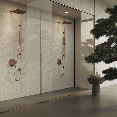 Newform X-Steel 316 Наружная часть для термостатического смесителя, на 2 источника, переключение - кнопки (для 27751) цвет: PVD Brushed copper bronze 