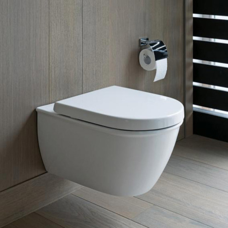 Duravit Darling New Унитаз подвесной Duravit Rimless® без смывного края, с вертикальным смывом, вкл. крепление Durafix, 370x540мм, Цвет: Белый 