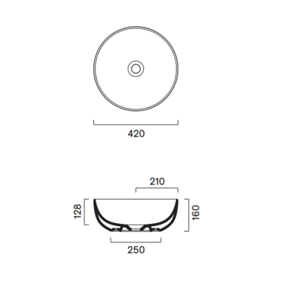 Catalano SFERA Раковина D42 h16 накладная, без отв. под смеситель, покрытие Cataglaze+, цвет Cemento Satinato 