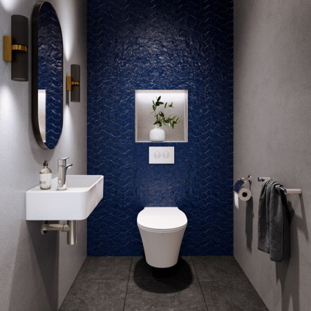 Ideal Standard Strada 2 Guest Раковина 450х270 мм, подвесная, с отв. под смес. слева , с крепежом и керам крышкой, цвет: белый глянец 